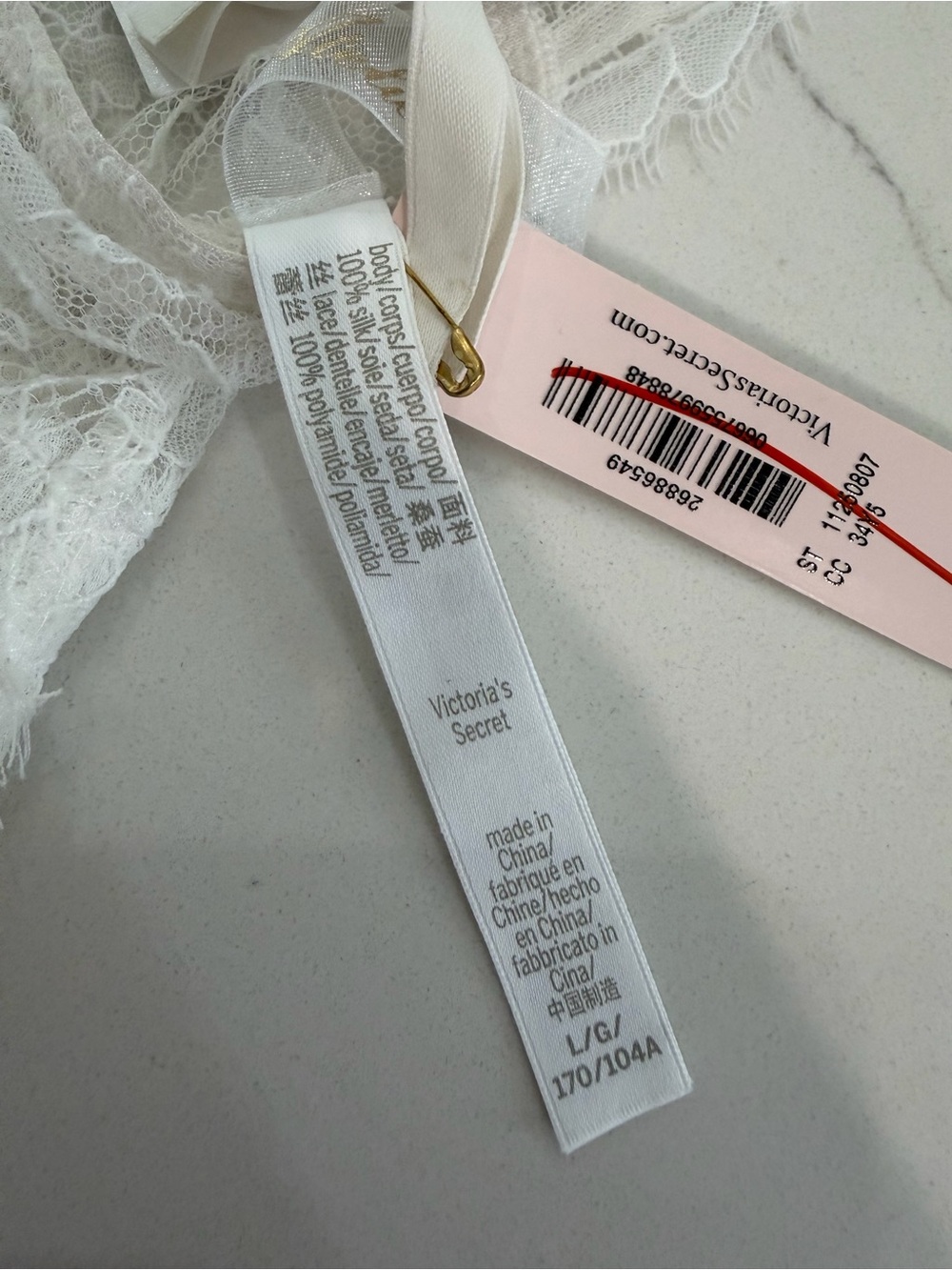 NWT Very Sexy Atelier Victoria's Secret Lace & silk Plunge Teddy white size L - Picture 9 of 11